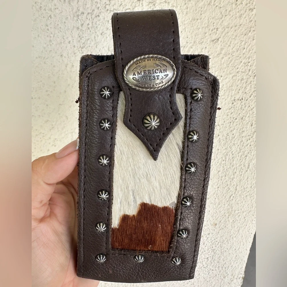American West Dark Brown Leather Holster with Cowhide